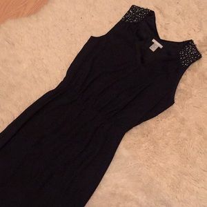 H&M Black Dress Beaded Shoulder